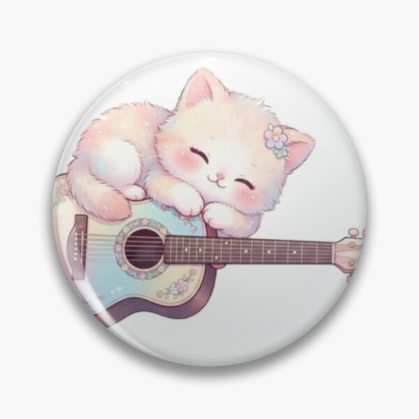 Item preview, Sleepy Kitten Napping on Pastel Guitar – Cute Cat designed and sold by PrintforDesign.