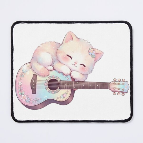 Item preview, Sleepy Kitten Napping on Pastel Guitar – Cute Cat designed and sold by PrintforDesign.