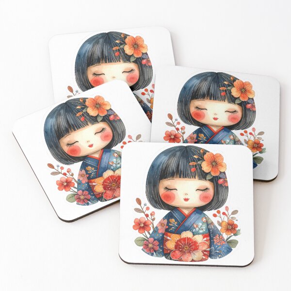 Item preview, Traditional Japanese Kokeshi Doll Illustration designed and sold by BetweenForms.