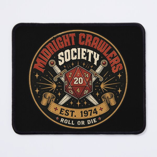 Item preview, Midnight Crawlers Society - 80s Vintage Club RPG D20 Shirt designed and sold by Dice_Goblin_Studio.
