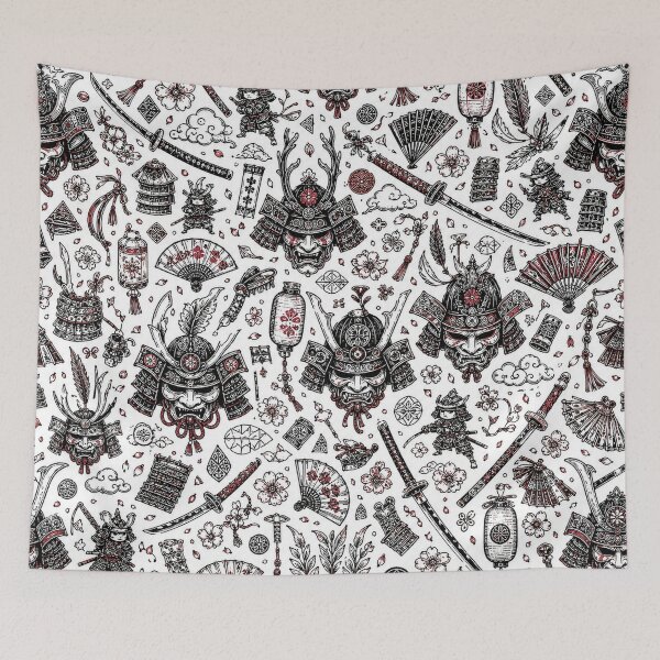Item preview, Samurai Mask Doodle – Dark Japanese Warrior Pattern designed and sold by i-corp.