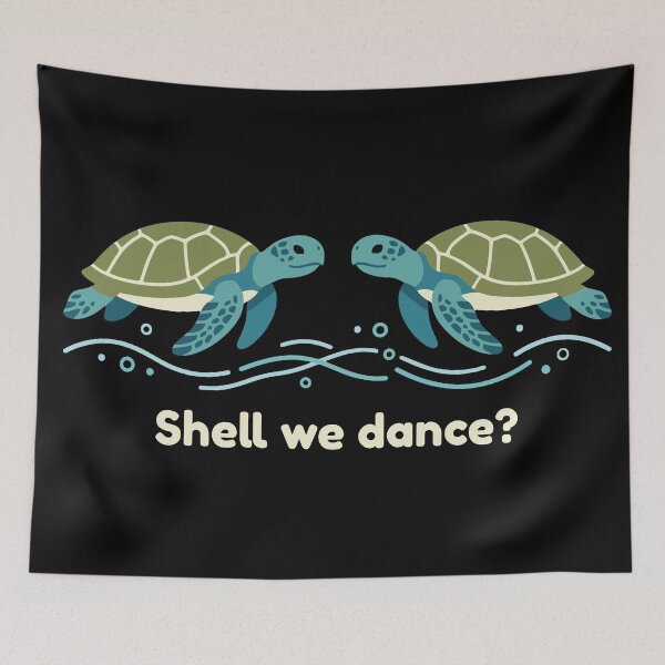 Item preview, Cute Sea Turtles Shell We Dance Typography Art designed and sold by ZUMERI.