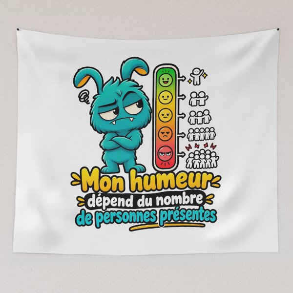 Item preview, Antisocial humor t-shirt – My mood depends on the number of people present designed and sold by J-Impression.