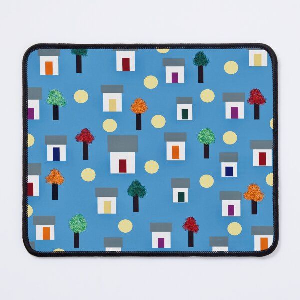 Item preview, Colorful Houses and Trees on Blue designed and sold by Elaine M Hayward .