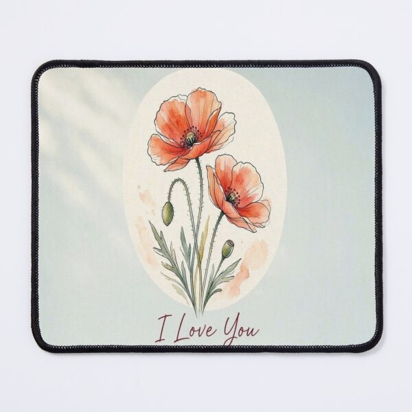 Item preview, I Love You Red Poppy Watercolor Flower Gift designed and sold by Breezes-of-Ida.