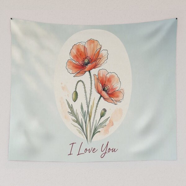 Item preview, I Love You Red Poppy Watercolor Flower Gift designed and sold by Breezes-of-Ida.