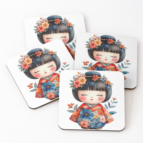 Item preview, Traditional Japanese Kokeshi Doll Illustration designed and sold by BetweenForms.