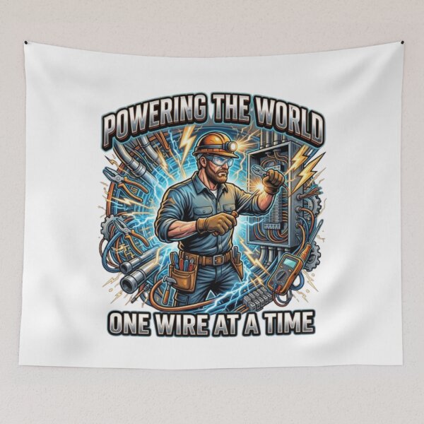 Item preview, Electrician Powering The World – Electrical Worker designed and sold by PixelStyle Studio.