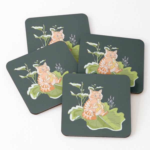 Item preview, Cat Eating Banana Funny Whimsical Illustration Cute Cottagecore Art designed and sold by LeshanArt.