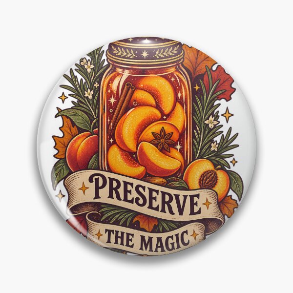 Item preview, Peach Canning Jar Folk Art designed and sold by The Midnight Archive.