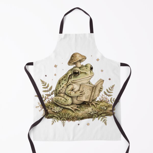 Item preview, Whimsical Myco-Librarian Frog Reading Vintage Book on Mossy Log - Cottagecore Goblincore designed and sold by LuxeBuzz.