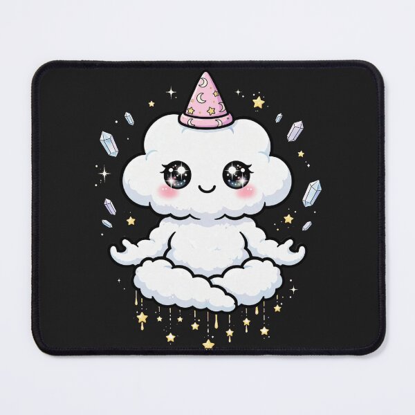 Item preview, Magical Meditation Cloud with Pink Moon Witch Hat - Kawaii Celestial Sticker designed and sold by Luminebo.