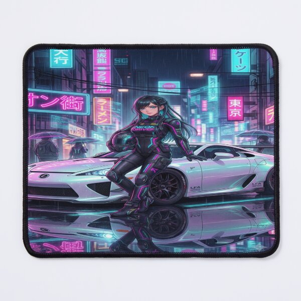 Item preview, Artwork of a pearl white cyberpunk car and an anime girl designed and sold by JMAVILA ART.