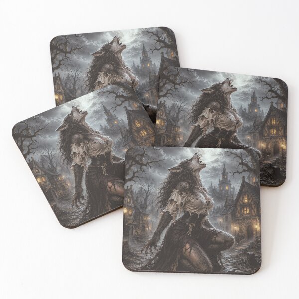 Item preview, Kneeling Female Werewolf Full Moon designed and sold by MyE Trendz.