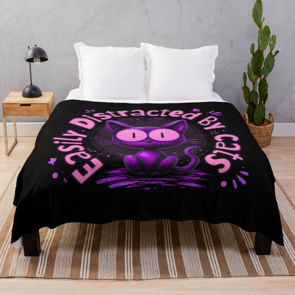 Artikelvorschau, Easily Distracted By Cats - Funny Purple Cat Lover Design entworfen und verkauft von PatykArt.