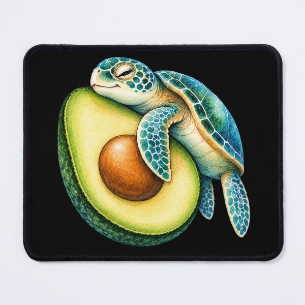 Item preview, Sea Turtle Hugging Avocado Watercolor Art designed and sold by GusiaTreasures.