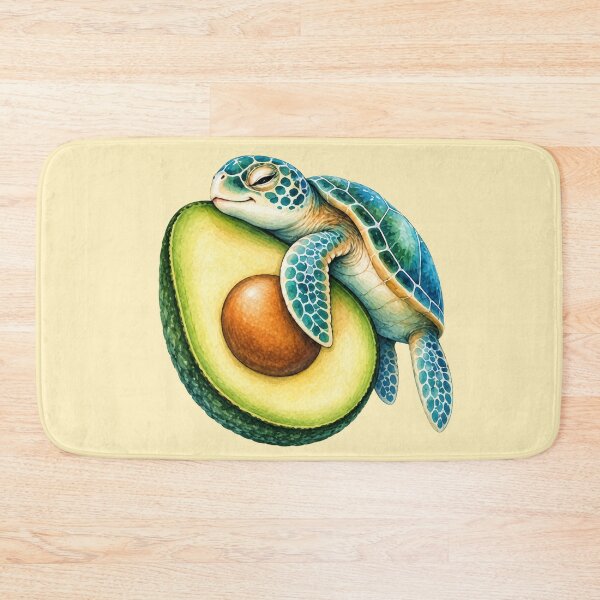 Item preview, Sea Turtle Hugging Avocado Watercolor Art designed and sold by GusiaTreasures.