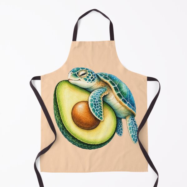 Item preview, Sea Turtle Hugging Avocado Watercolor Art designed and sold by GusiaTreasures.