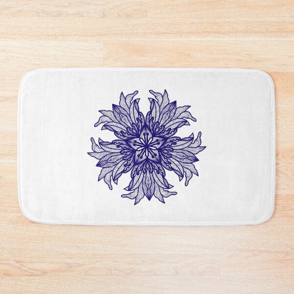 Item preview, Blue Floral Mandala with Hatching Shading, Hand Drawn Line Art designed and sold by Tanapan2529.