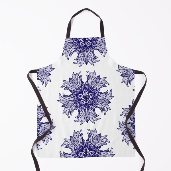 Item preview, Blue Floral Mandala with Hatching Shading, Hand Drawn Line Art designed and sold by Tanapan2529.