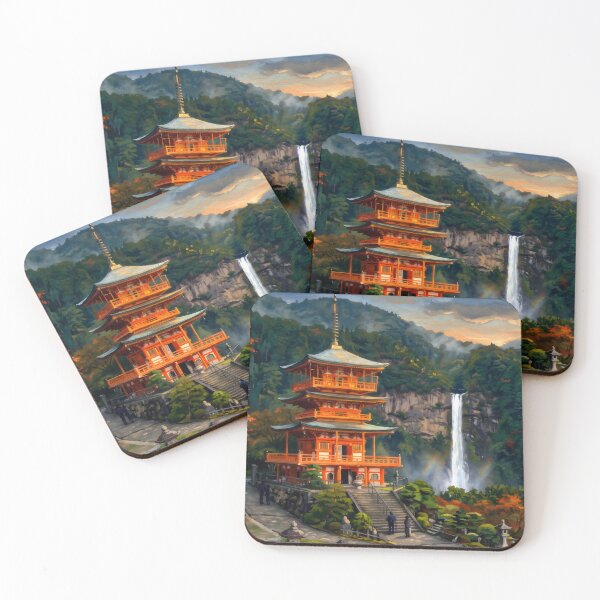 Item preview, Nachi Falls and the Seiganto-ji Pagoda designed and sold by RedPeaStudio.