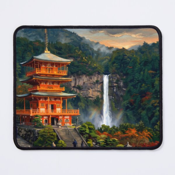 Item preview, Nachi Falls and the Seiganto-ji Pagoda designed and sold by RedPeaStudio.
