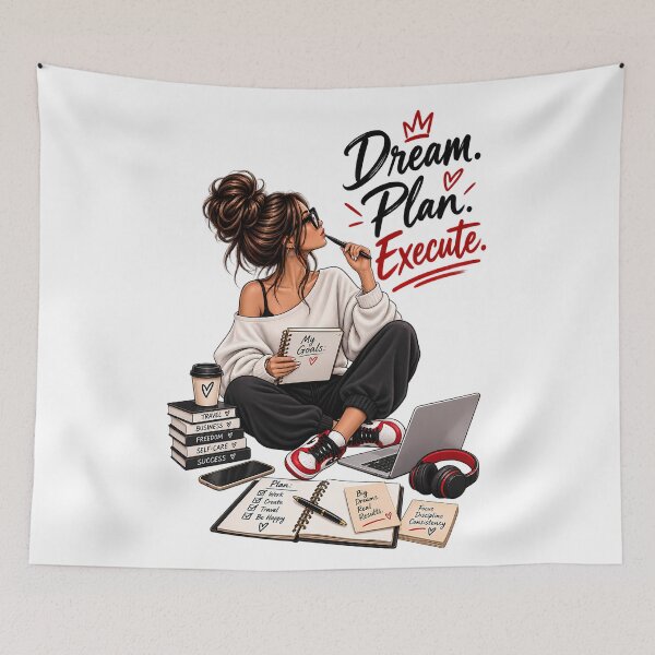 Item preview, Ambitious woman's t-shirt – Dream Plan Execute, entrepreneurial motivation designed and sold by J-Impression.