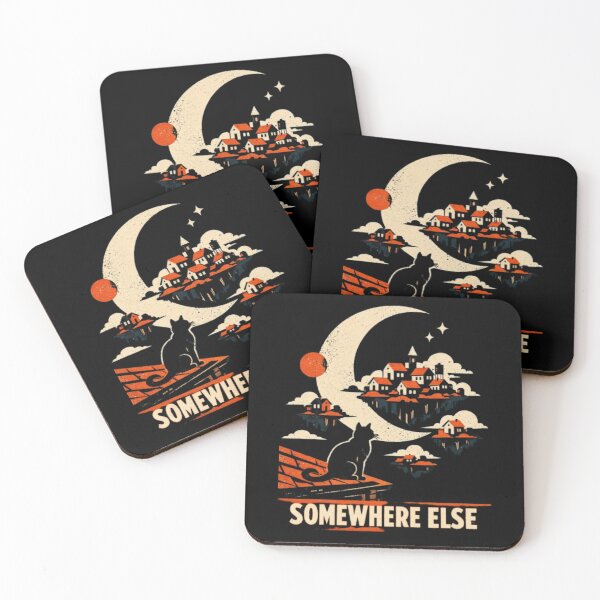 Item preview, Somewhere Else – Dreamy Black Cat Moon Artwork designed and sold by Dogandesighn.