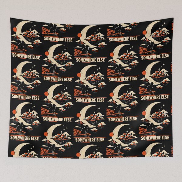 Item preview, Somewhere Else – Dreamy Black Cat Moon Artwork designed and sold by Dogandesighn.