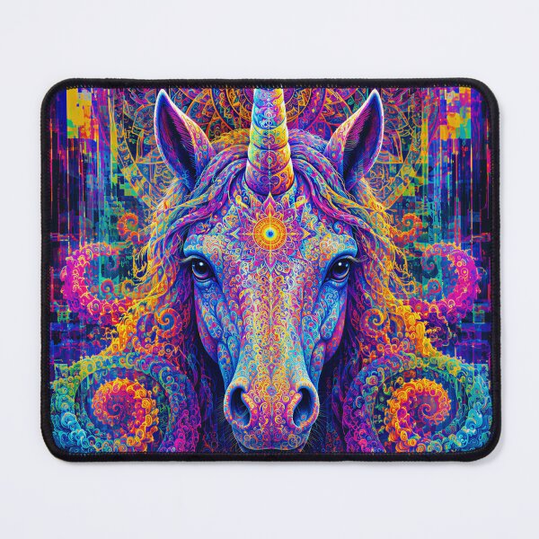 Item preview, Psychedelic Mandala Unicorn Glitch Art designed and sold by hyperbeast store.