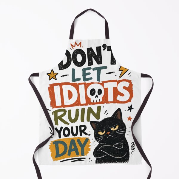 Item preview, Don't Let Idiots Ruin Your Day Funny Grumpy Black Cat Retro Vintage Quote designed and sold by wecrea.