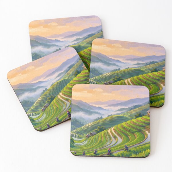 Item preview, Sapa Rice Terraces at Golden Hour designed and sold by RedPeaStudio.