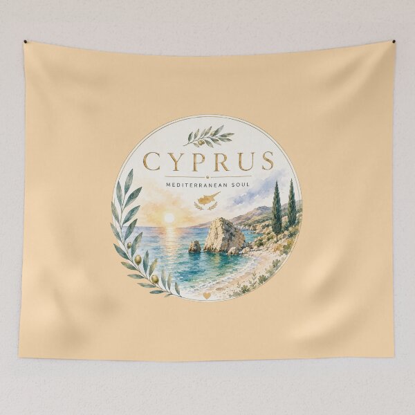 Item preview, Cyprus Mediterranean Soul Watercolor Travel Art designed and sold by GusiaTreasures.