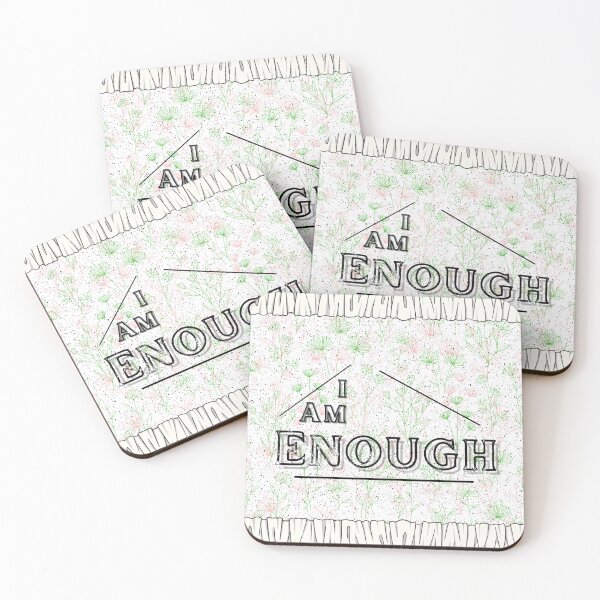 Item preview, I am Enough- Girly Pink and Green Positive Affirmation designed and sold by Khadique.