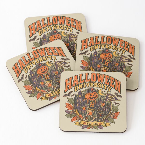 Item preview, Retro Halloween College Pumpkin and Black Cat Vintage Autumn Illustration designed and sold by SezzyDesigns.