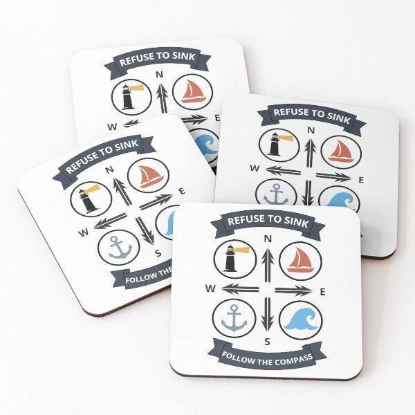 Item preview, Refuse To Sink Vintage Nautical Compass Badge designed and sold by SteCreator.