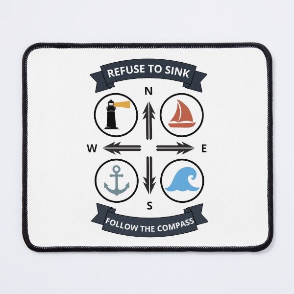Item preview, Refuse To Sink Vintage Nautical Compass Badge designed and sold by SteCreator.