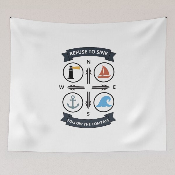 Item preview, Refuse To Sink Vintage Nautical Compass Badge designed and sold by SteCreator.