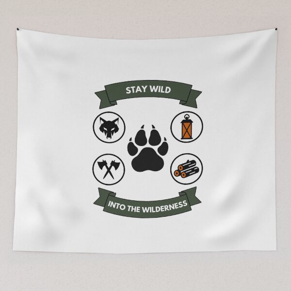 Item preview, Stay Wild Into The Wilderness Vintage Wolf Badge designed and sold by SteCreator.
