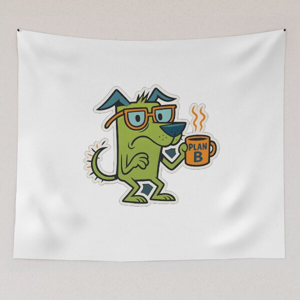 Item preview, Not Scared Dog Holding Steaming Coffee Mug – Funny Plan B Pet Design designed and sold by michallechowicz.