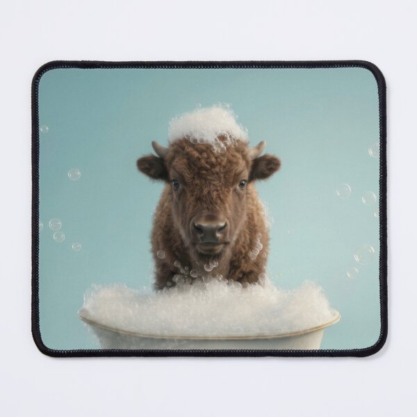 Item preview, Baby Bison Bubble Bath Cute Nursery Bathroom Wall Art designed and sold by LazyOwlStore.
