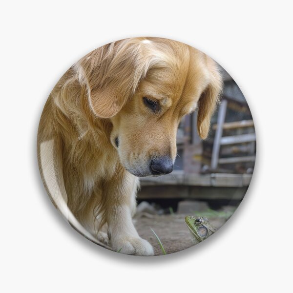 Item preview, Golden Retriever Staring at a Frog designed and sold by Maria Dryfhout.
