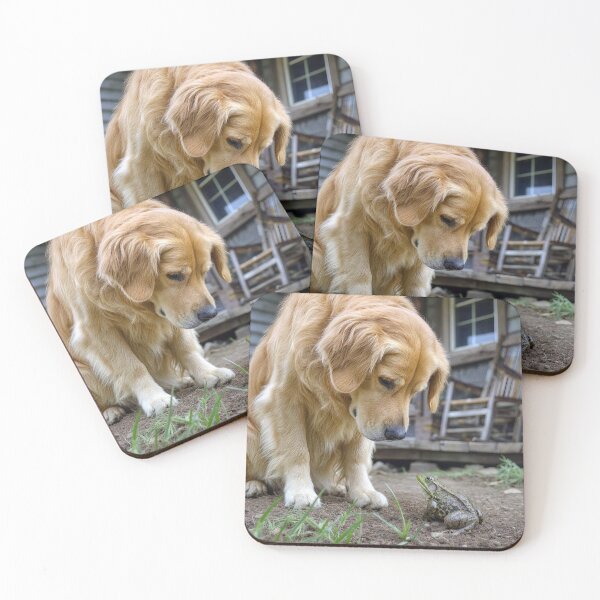 Item preview, Golden Retriever Staring at a Frog designed and sold by Maria Dryfhout.