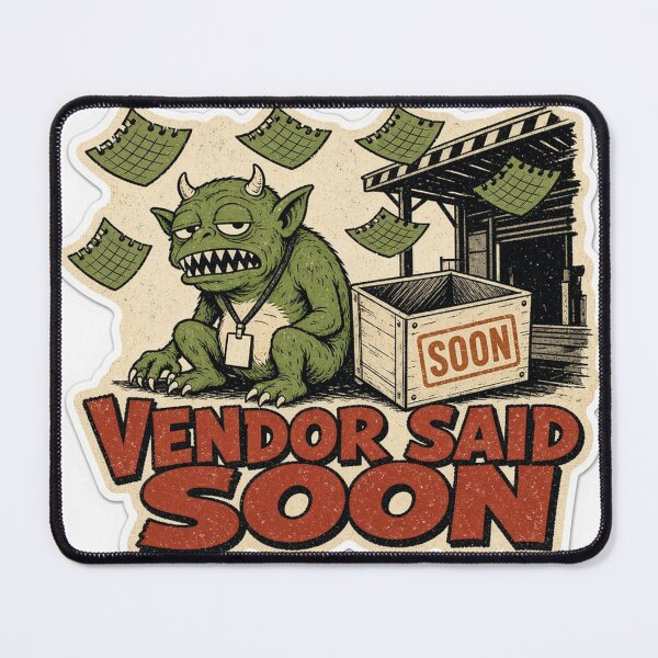 Item preview, Vendor Said Soon Project Delay Sticker designed and sold by Jelly Farm.