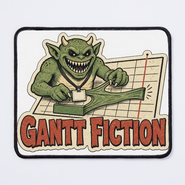 Item preview, Gantt Fiction Timeline Project Humor Sticker designed and sold by Jelly Farm.