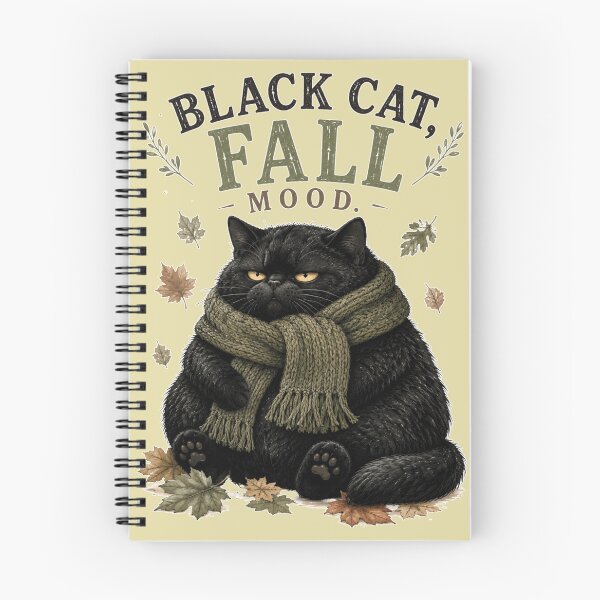 Item preview, Black Cat Fall Mood | Cozy Autumn Cat Illustration designed and sold by UUniqueIImprint.