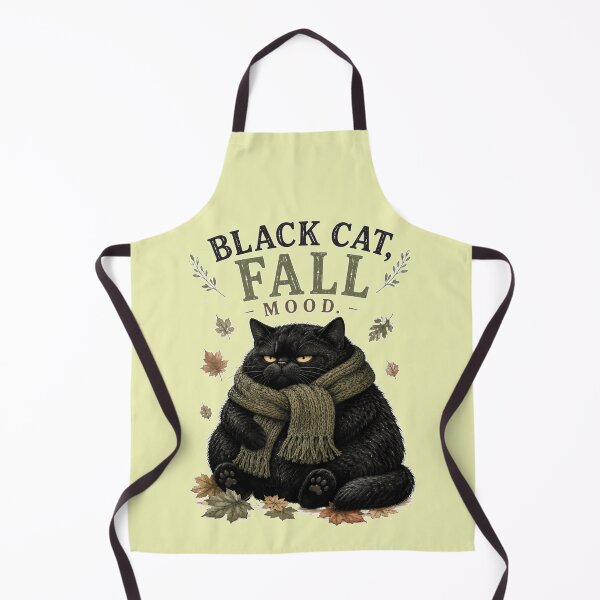 Item preview, Black Cat Fall Mood | Cozy Autumn Cat Illustration designed and sold by UUniqueIImprint.