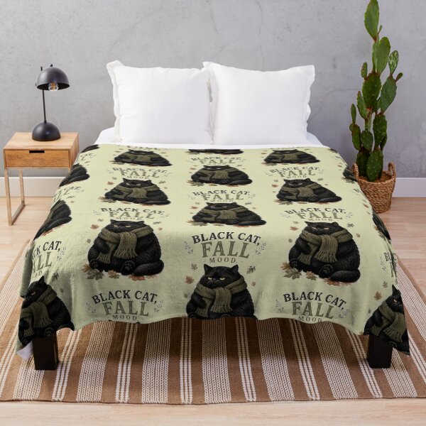 Item preview, Black Cat Fall Mood | Cozy Autumn Cat Illustration designed and sold by UUniqueIImprint.