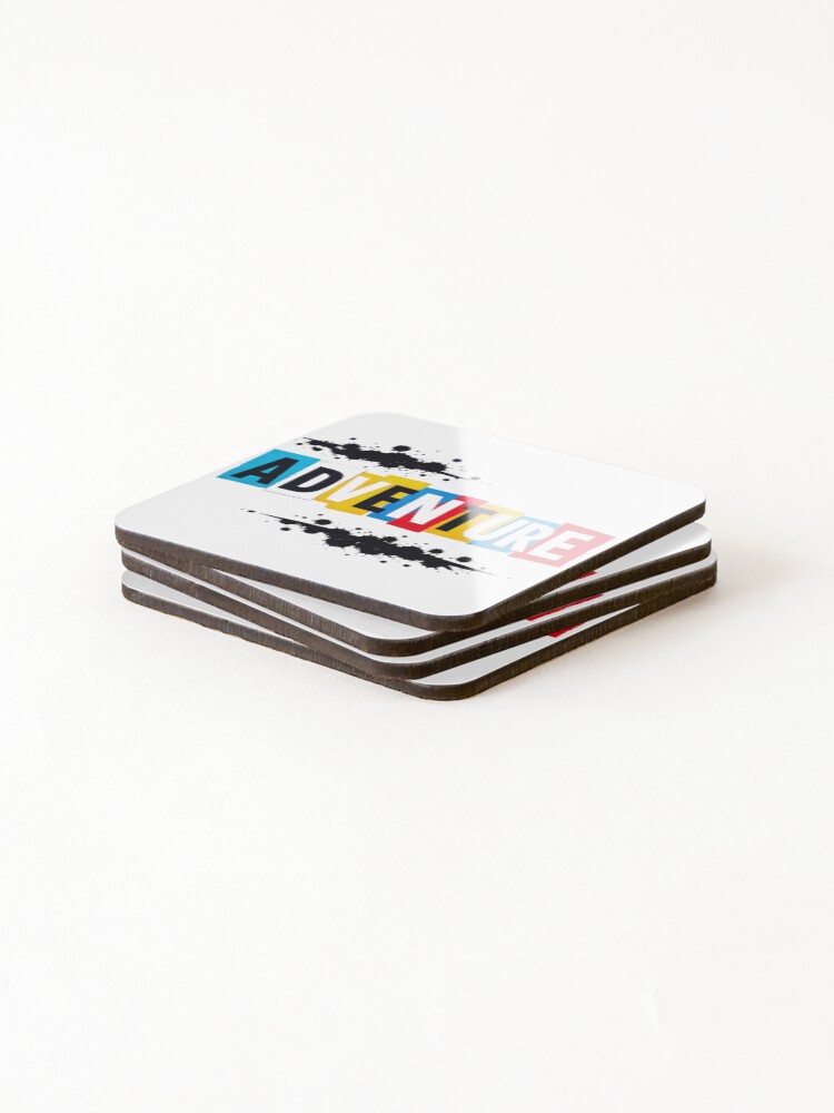Thumbnail 4 of 5, Coasters (Set of 4), ADVENTURE – Colorful Ransom Note Typography designed and sold by Gabe1983.