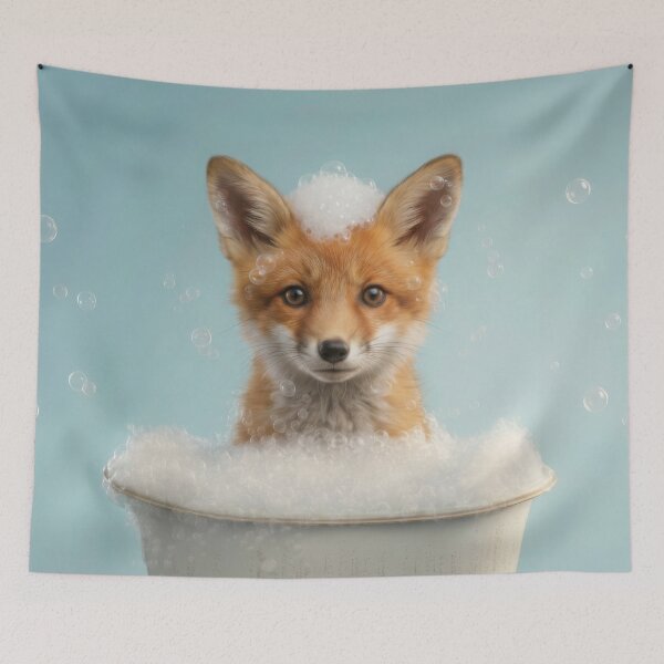 Item preview, Baby Fox Bubble Bath Cute Nursery Bathroom Wall Art designed and sold by LazyOwlStore.